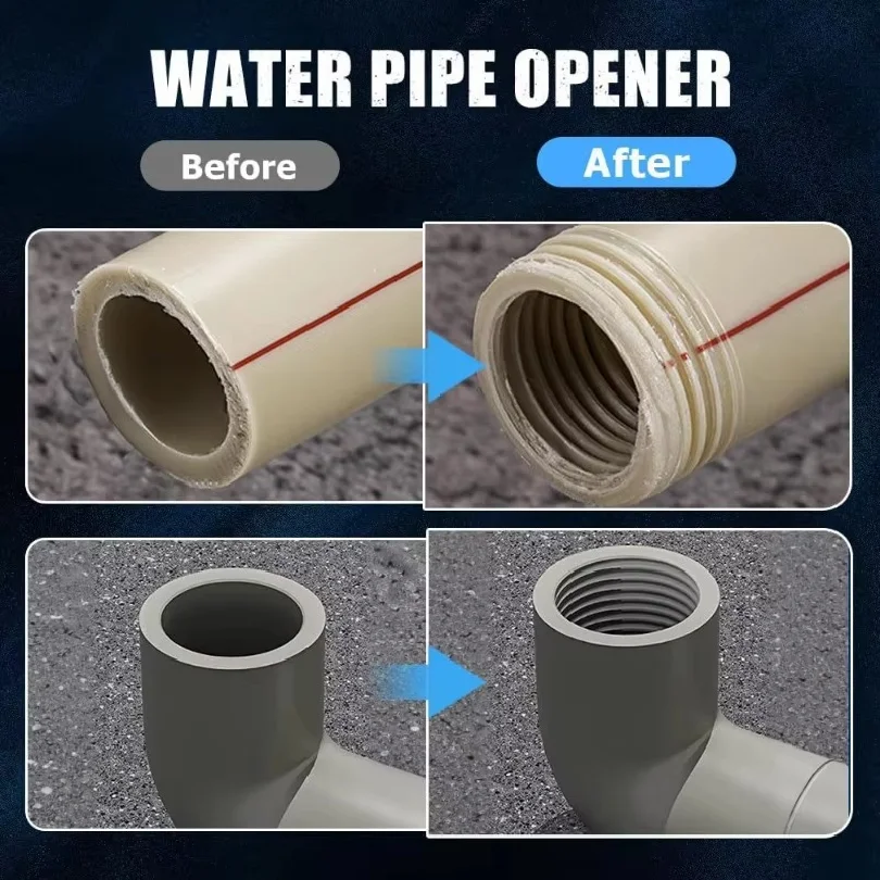 3PCS Heavy-Duty PVC/Plastic Pipe Threading Tool Kit 1/2