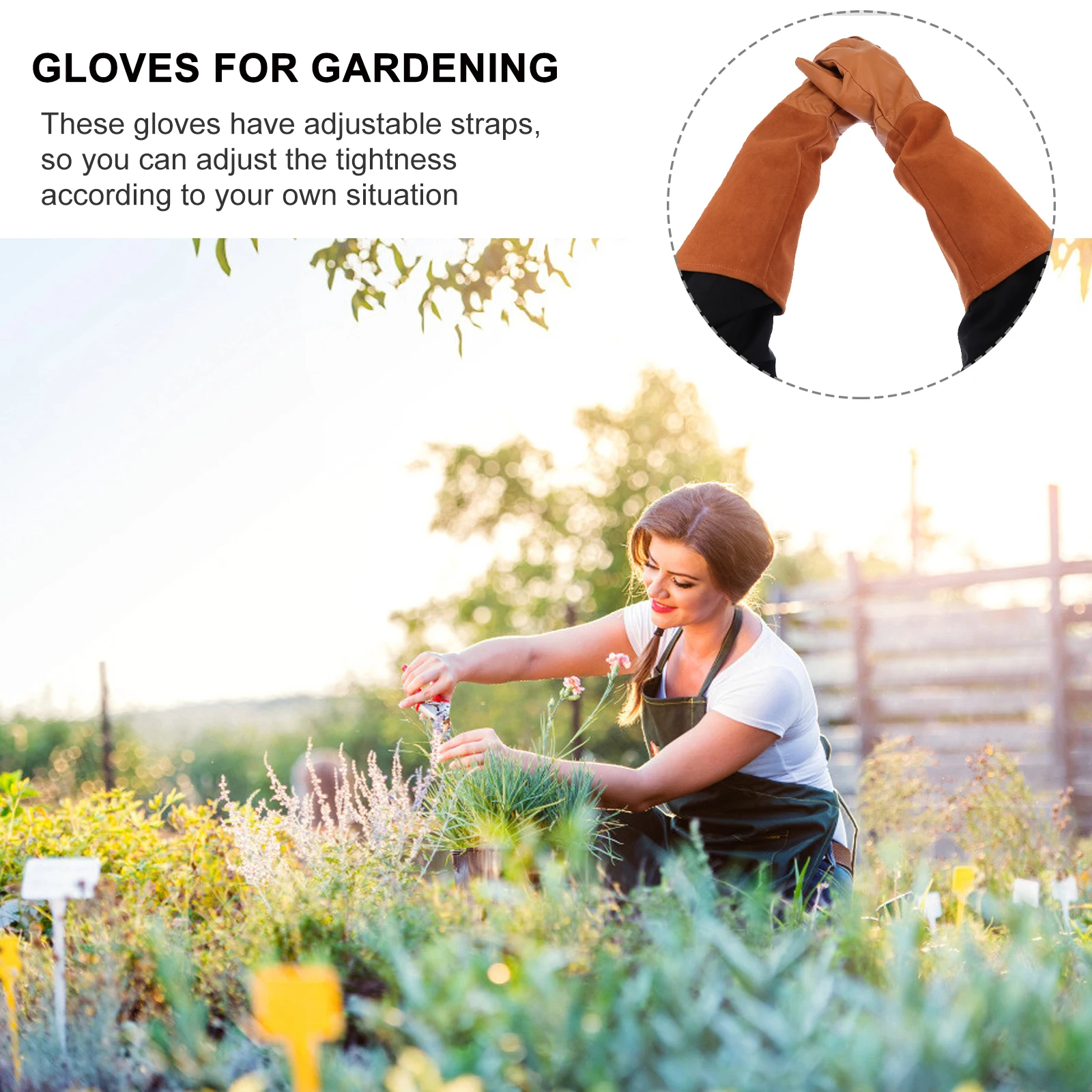 

Защитные рабочие перчатки с удлиненным рукавом, сверхмощные искусственные регулируемые запястья, длинный садовый двор, L, царапающие столярные изделия