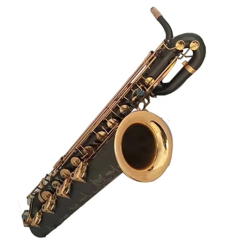 Chinese Saxophone Manufacture High Quality Black Nickel Plated Baritone Saxophone with Beautiful Flower