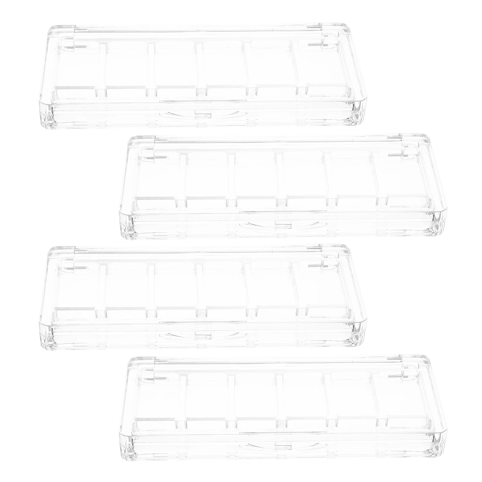 

4pcs Empty Eyeshadow Palette 6-Grid Transparent Makeup Tray Refillable Powder Case For Blush Concealer Travel Daily Use