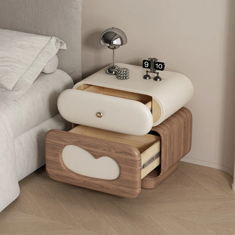 Installation-free rotating beside table medieval wood cute aesthetic nightstand high-end designer meuble maison home furniture
