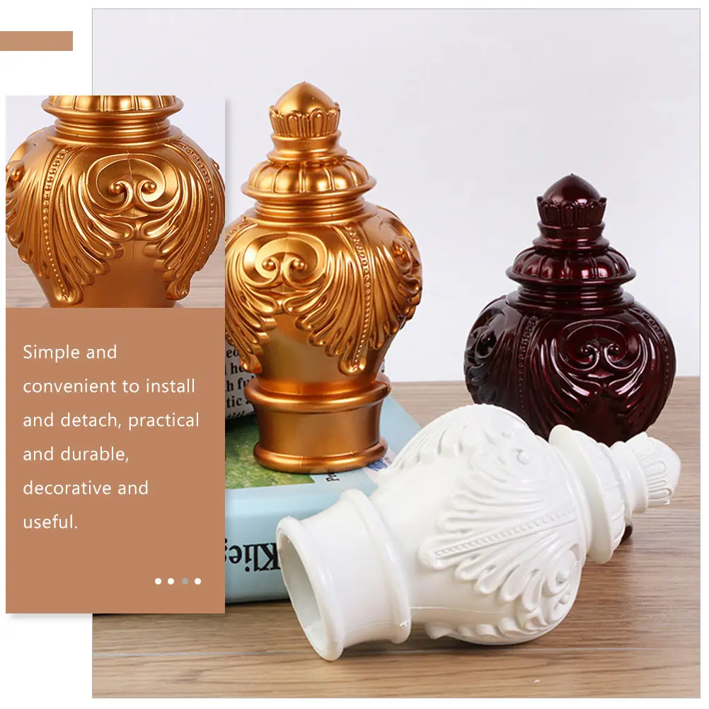 

10Pcs Curtain Rod Finials Decorative End Caps Sturdy Curtain Pole Ends Replacement for Window Drapery Rod Accessories