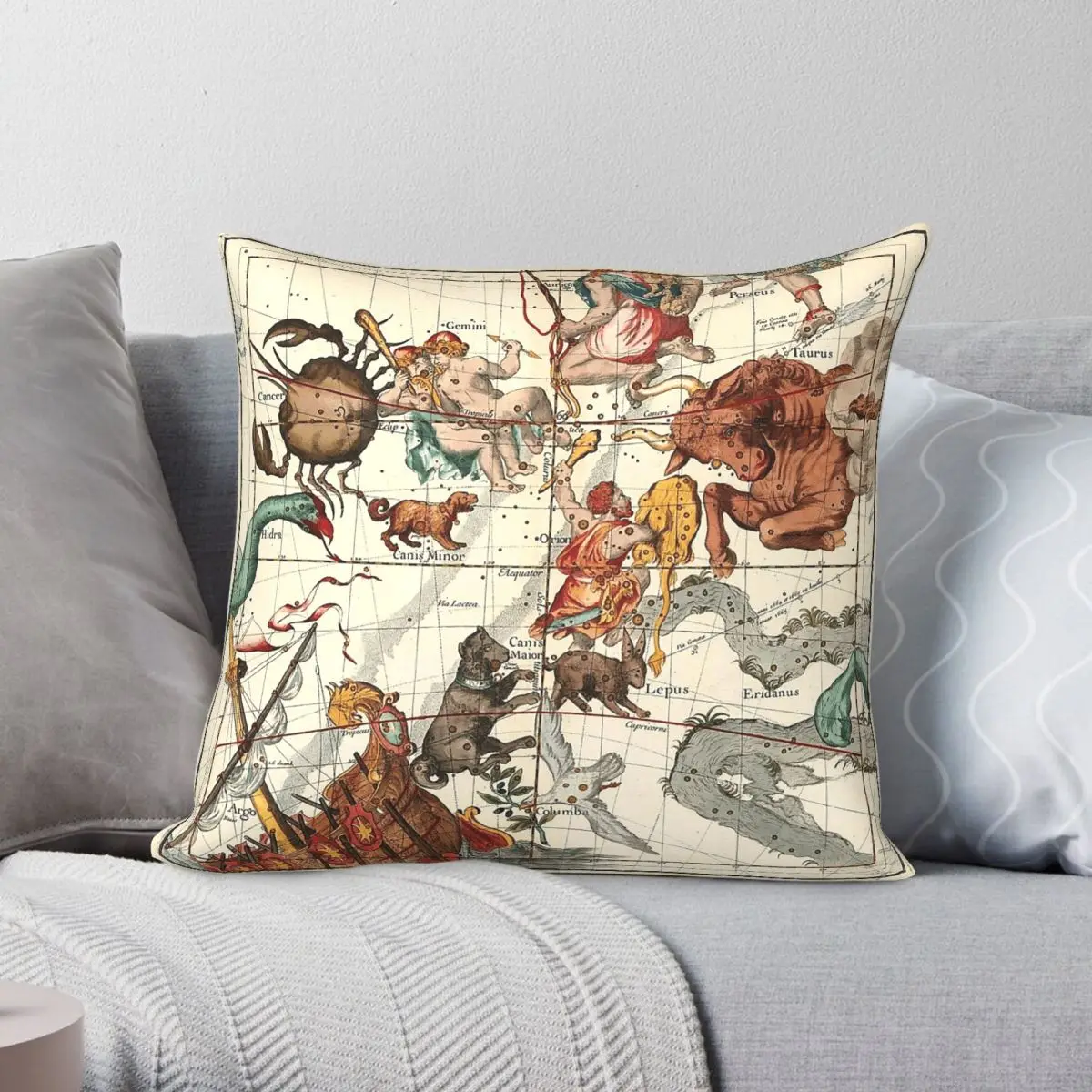 Astrology Constellation Square Pillowcase Polyester Linen Velvet Pattern Zip Decorative Pillow Case Sofa Seater Cushion Cover