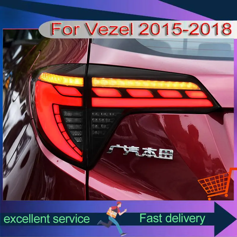 

Задние фонари, автомобильные аксессуары для Honda Vezel 2015-2018, модифицированный задний фонарь со светодиодным серпом, беговые динамические указатели поворота