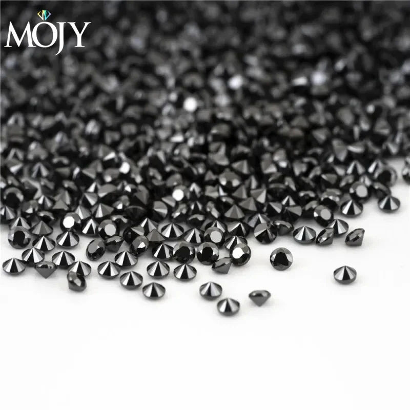 

MOJY Loose Moissanites Stone Small Size 1.0ct Black Round Excellent Cut Lab Grown Moissanite Diamonds Stone Beads Wholesale