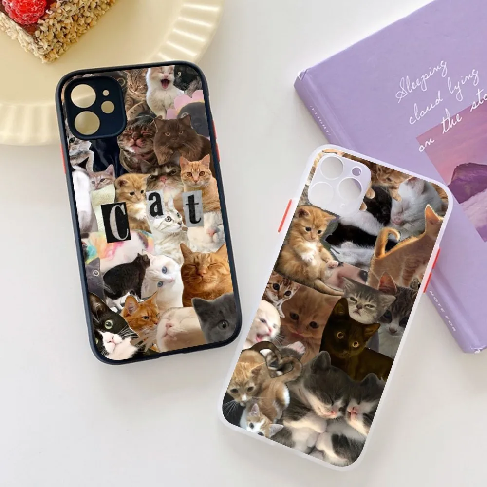 Crying Cat Memes Phone Case for iPhone 14 11 12 13 Mini Pro Max 8 7 Plus X XR XS MAX Translucent Matte Cover