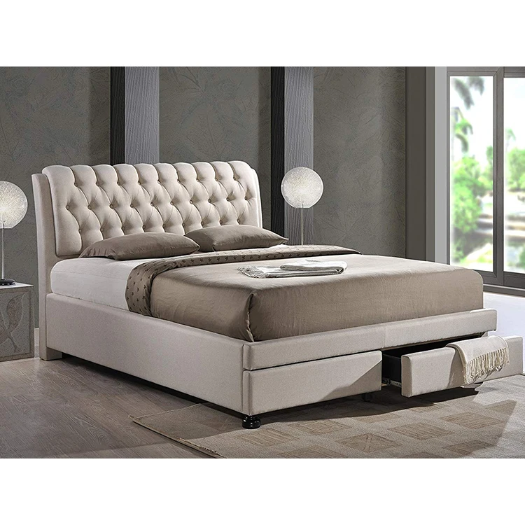 

Easy Assembly Fabric Double Full Twin king Queen Size Bed Frame Modern with Storage