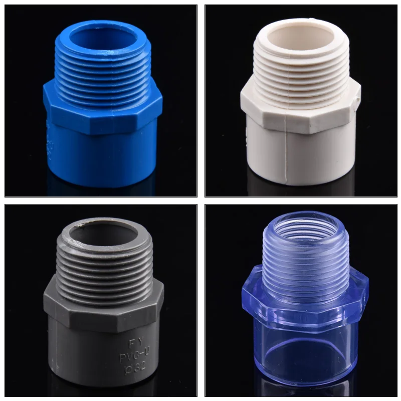 2pcs 20 /63mm PVC/UPVC Pipe Connector Male Thread Straight Pipe Connector Garden Irrigation Pipe Fittings Water Tube Joints