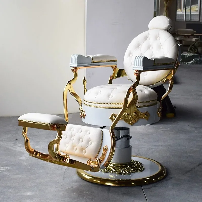Foreign trade men's shaving and hairdressing chair rotating lift barber chair retro oil head large chair barber shop hair salon
