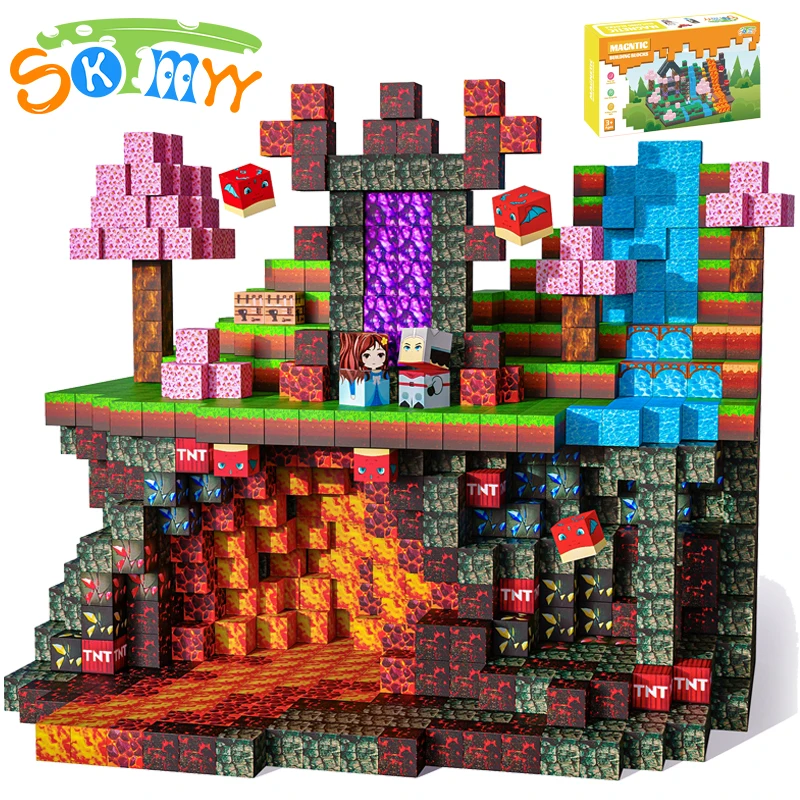 Magnetyczne klocki konstrukcyjne Świat Kopalni Zestaw Magnetycznych Kostek STEM Zabawka Edukacyjna dla Dzieci Chłopiec Dziewczynka Wiek 3+ Model DIY Prezent Świąteczny dla Dzieci