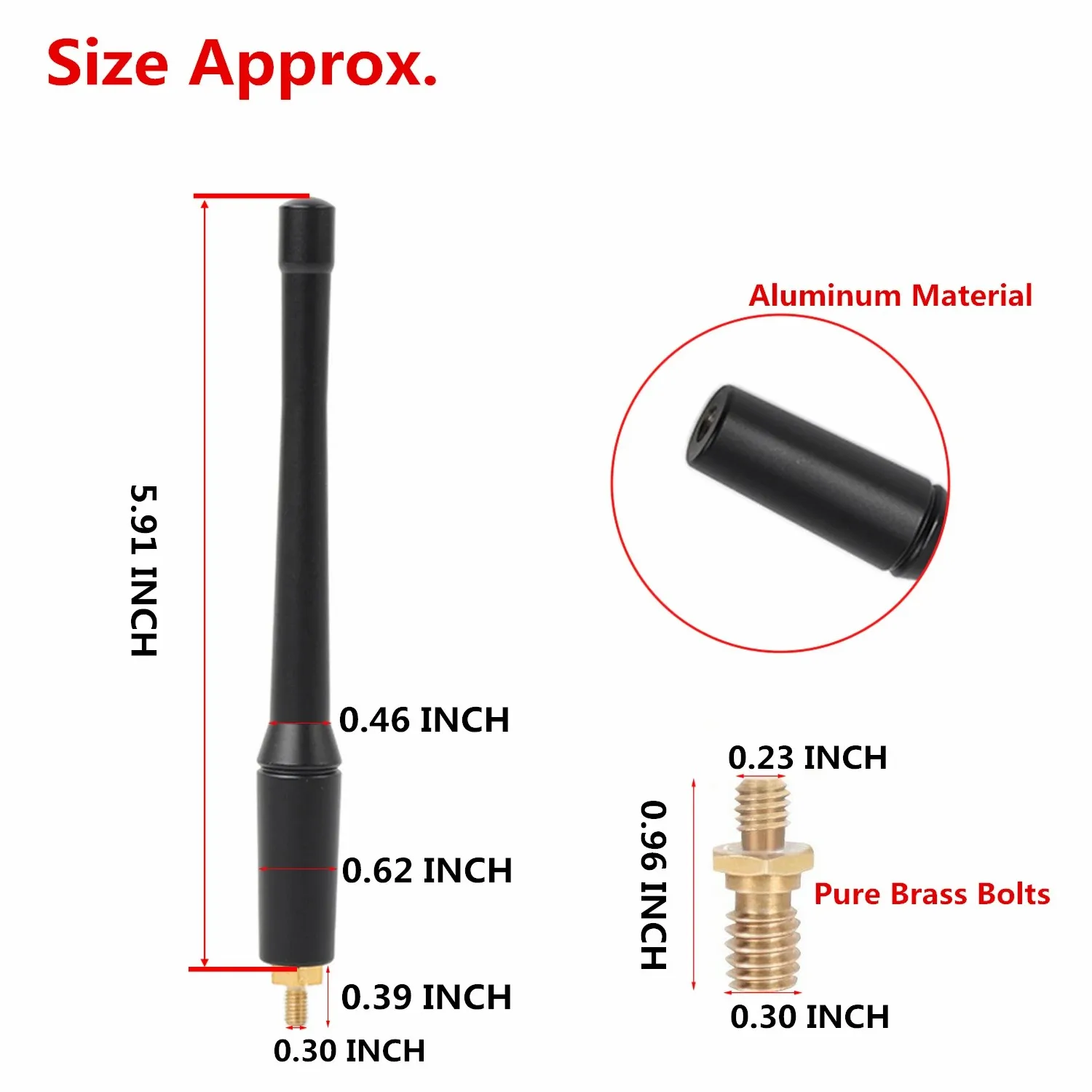 Aluminum 6.29 Inch Antenna For Jeep Wrangler JL 4XE Gladiator JT 2018 2019 2020 2021 2022 2023 AM FM Black Shorter Antenna 1PCS