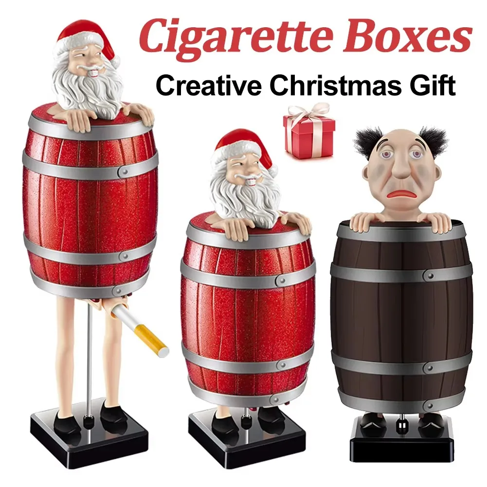 Automatic Cigarette Boxes Spoof Cigarette Boxes Strange Uncle Santa Claus Cigarette Dispenser Storage Case Xmas Novelty Gift