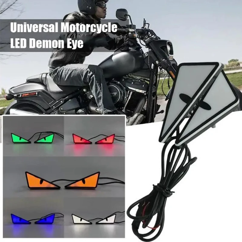 

2Pcs Motorcycle Led Demon Eye Light Triangle Eye Turn Signal Light Dynamic Tail Lamp Mini Car Decoration Lights 12V White Yellow