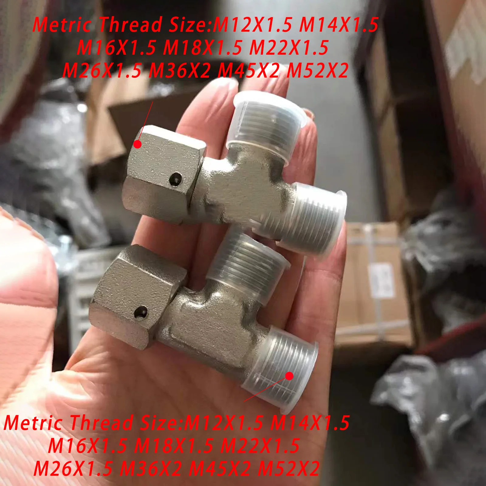 M12-M52 metric hydraulic oil pipe joint CC card sleeve union tee internal thread 24 degree cone hydraulic carbon steel tee