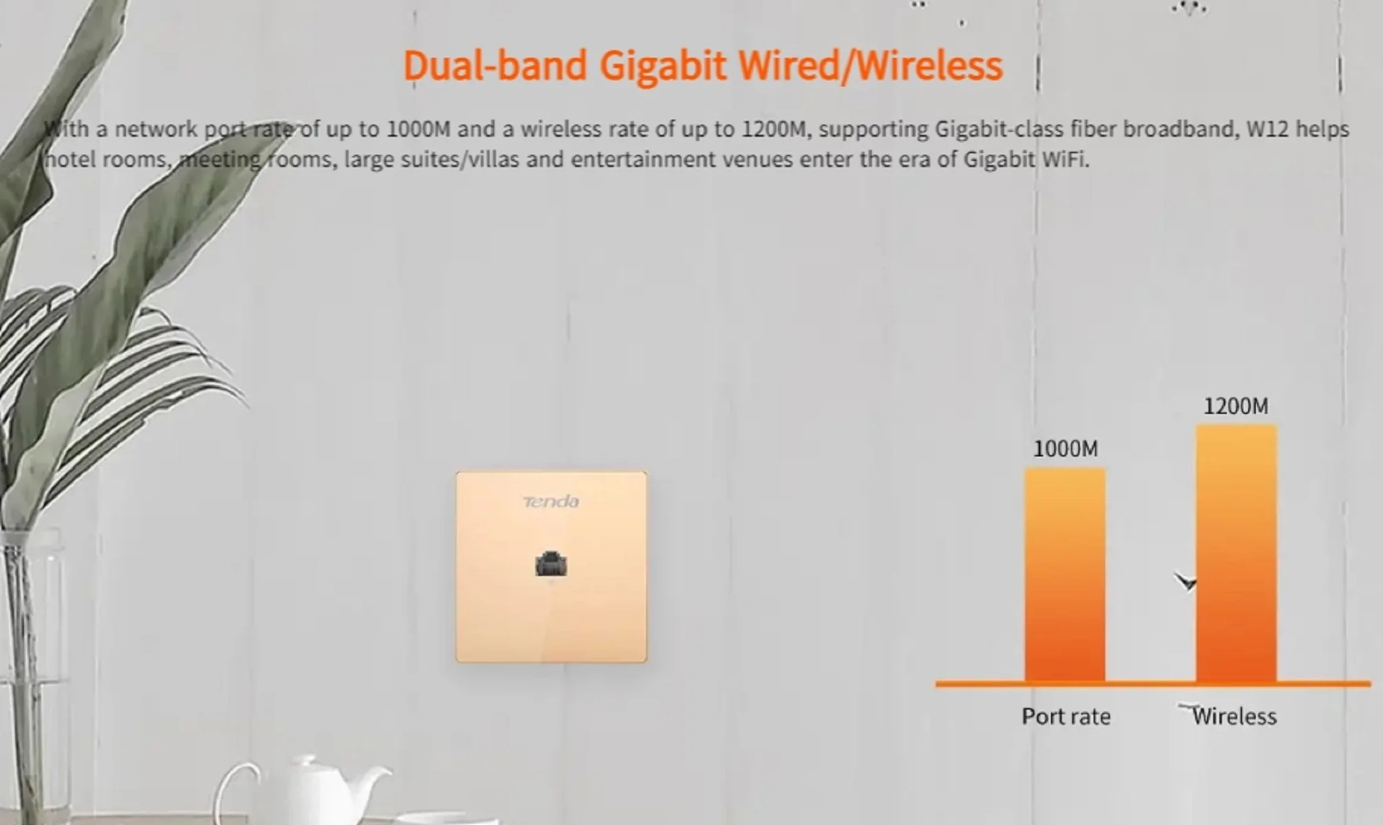 TendaW12 dual-band gigabit wall-mounted AP is suitable for large apartments, KTV rooms and other places