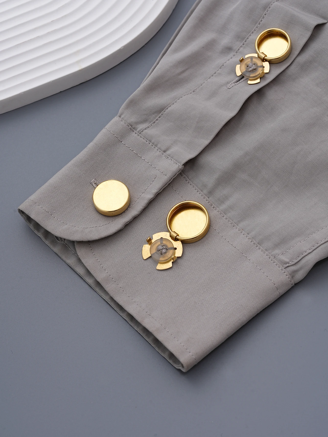 10/50 Stück goldene/silberne runde Hemdkragenklammern aus Metall, verstellbare Druckknöpfe zur Kleidungsdekoration – Detail 6