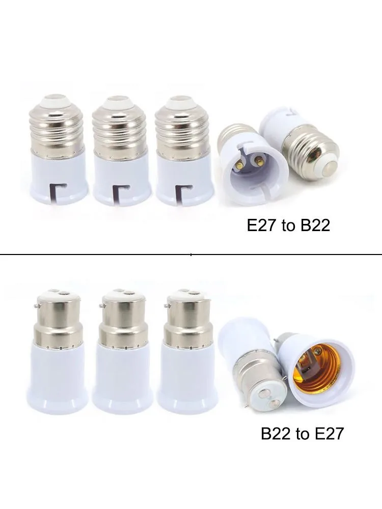 Convertisseur de douille de base de lampe led B22 à vis E27 à B22, adaptateur d'ampoule, support à baïonnette, adaptateur d'alimentation ca, pièces d'éclairage k5