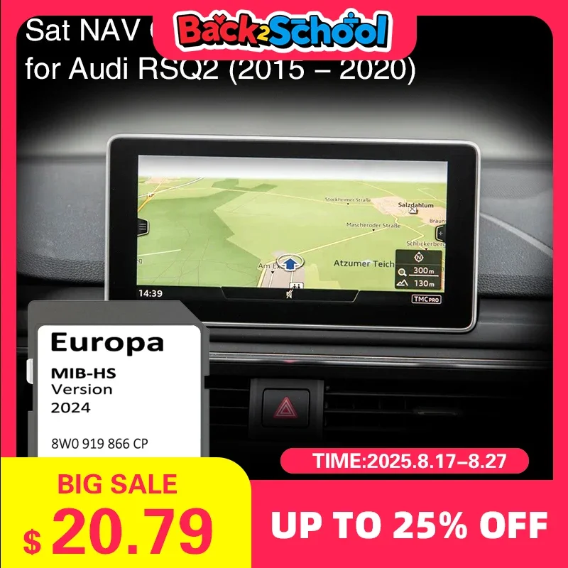 

SD Card Europe 2024 map for Audi RSQ2 2015-2020 Vehicle Navigation MIB-HS MHS2 System Sat Nav 16GB 8W0 919 866 CP