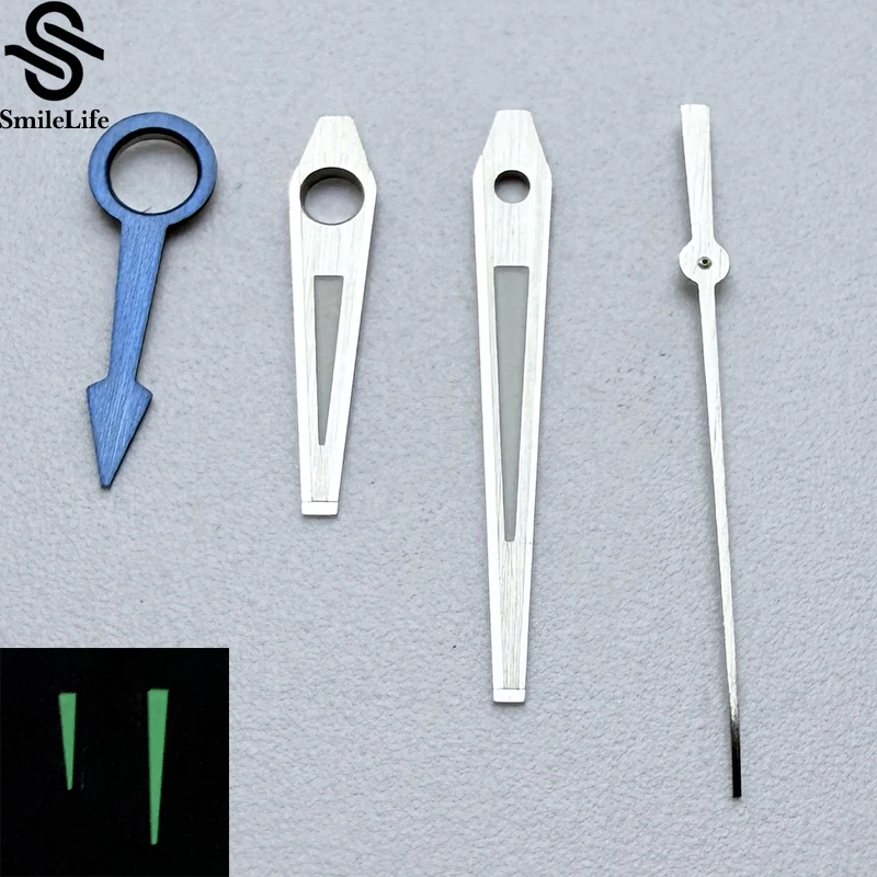 SmileLife GMT Lancette luminose verdi Argento 4 pin Fit NH34A Movimento automatico Orologio da polso da uomo Puntatori Gmt-Aghi Mod