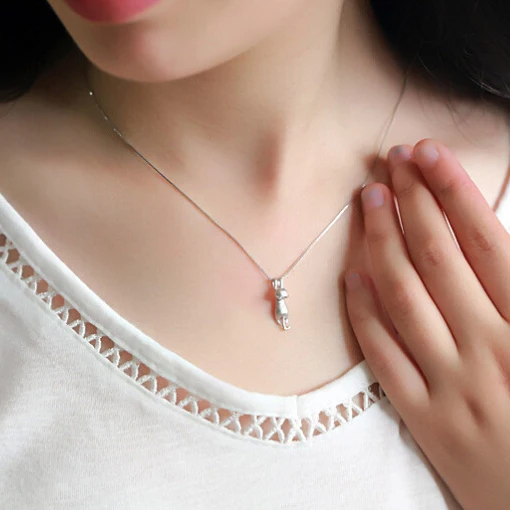 Funny Girls Cute Animal Jewelry High Quality Fashion Cat 925 Sterling Silver Chains Necklaces For Women Pendant Clavicle Choker
