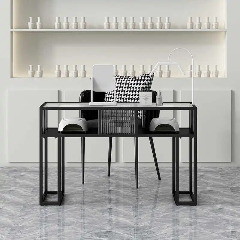 Best Price Minimalism Iron Frame Multifunctional Nail Tables Salon Furniture Nail Tables and Chairs Sets