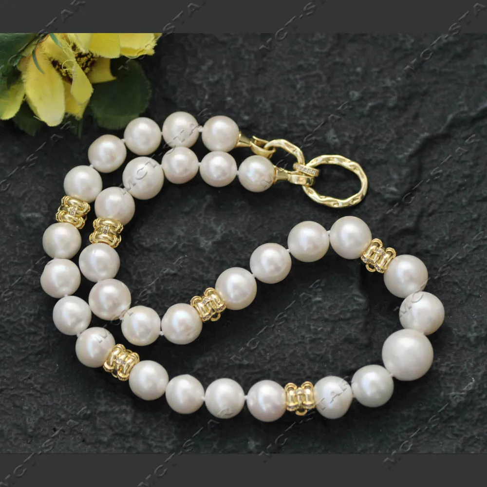 

Z14376 Большое 19-дюймовое 15-миллиметровое белое круглое ожерелье с башней из пресноводного жемчуга