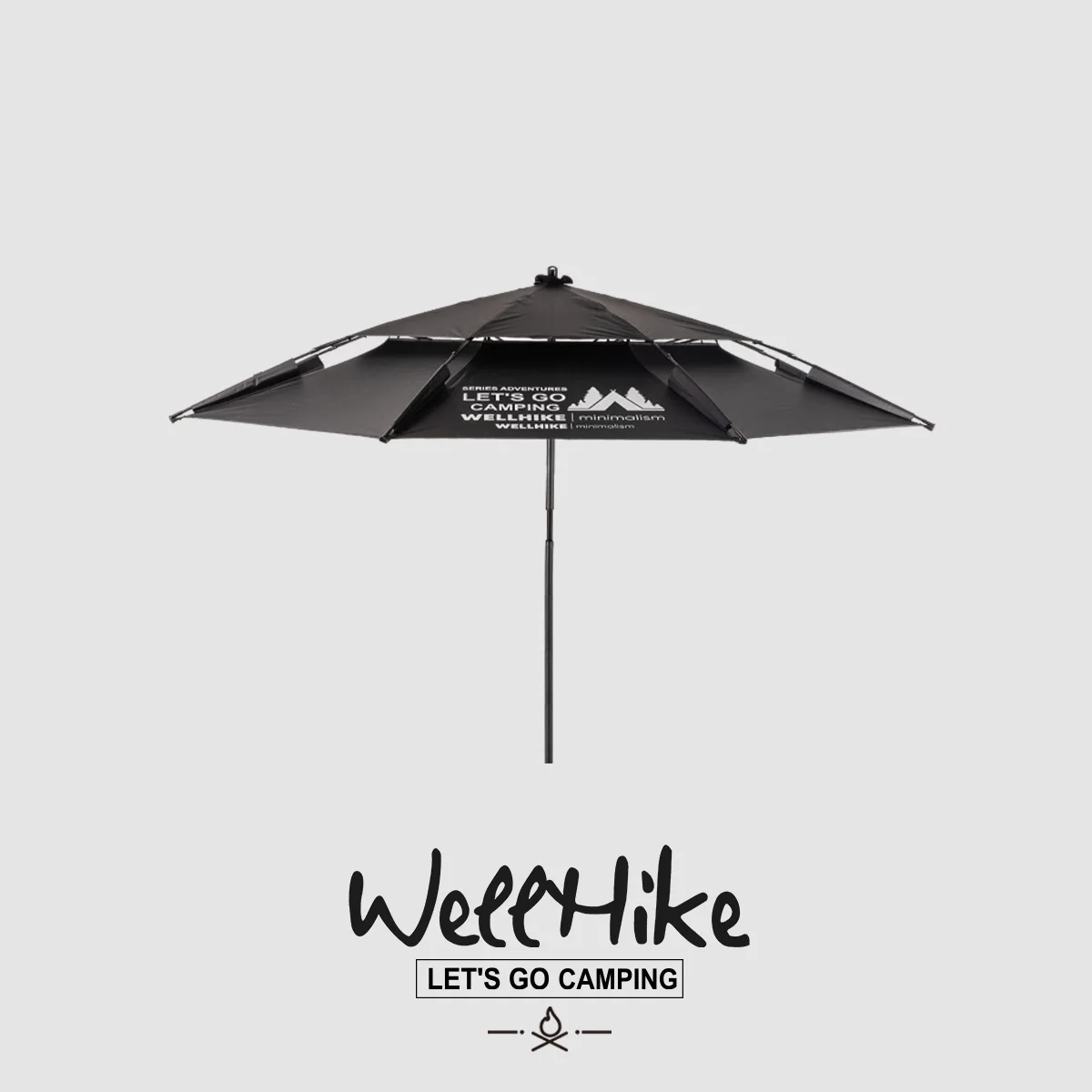 Outdoor Camping Fishing Umbrella Sunshade with Adjustable Crutch Pole, Waterproof and UV-Proof Canopy for Angling and Patio U