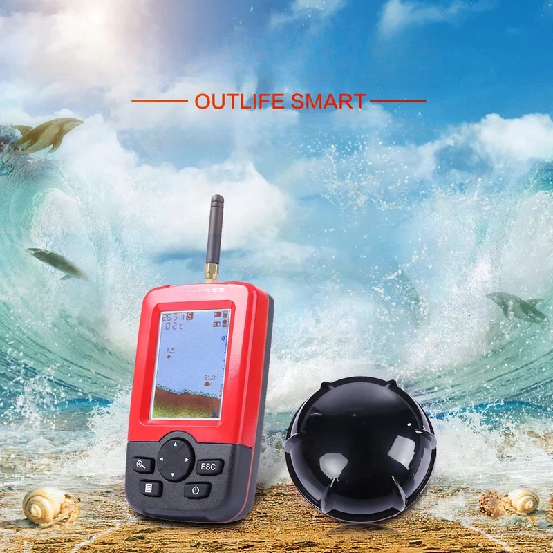 Smart Portable Depth  with 100 M Wireless Sonar Sensor Echo Sounder for Lake Sea Fishing Saltwater