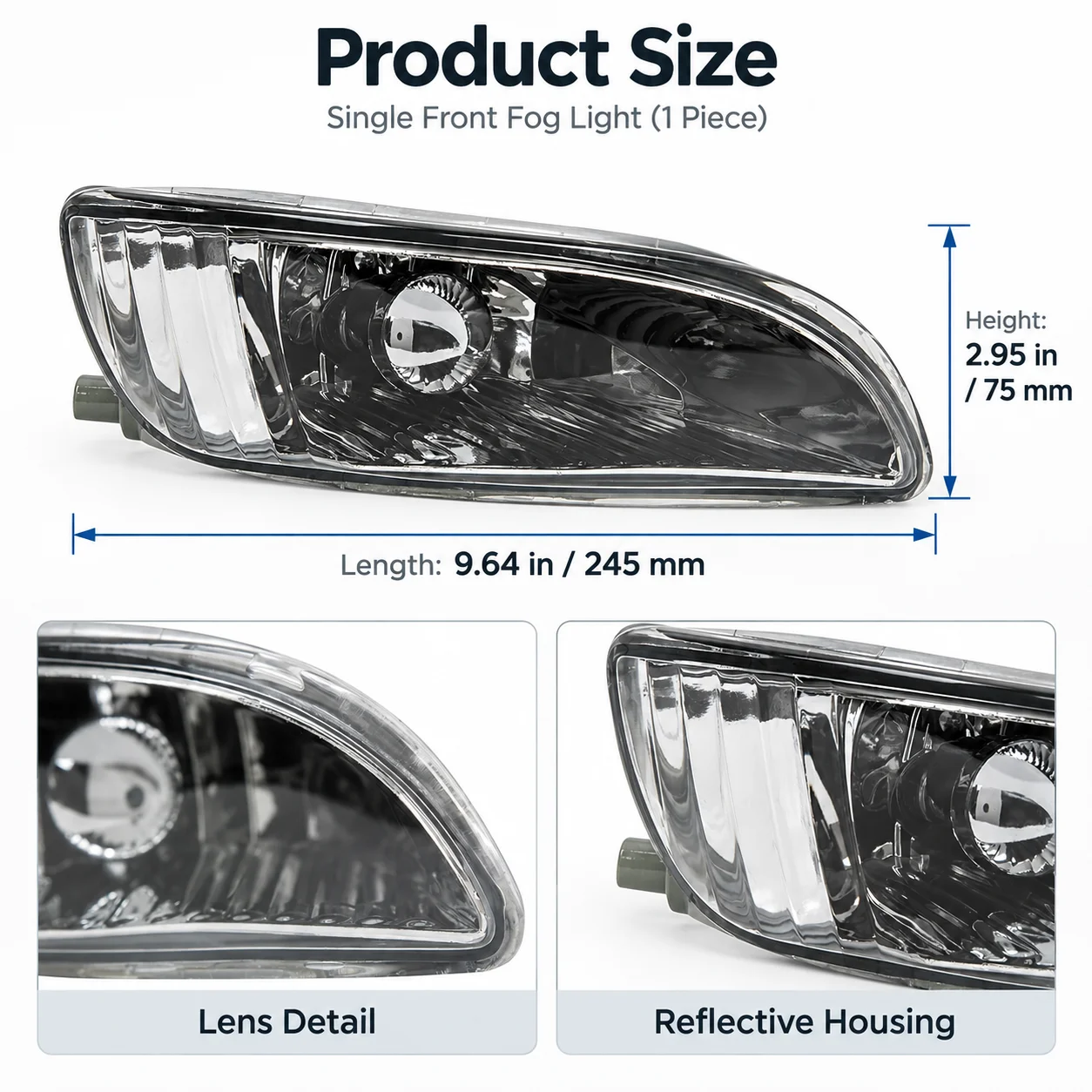 81220-0E010 Front Fog Light Clear Lens for Lexus RX330 RX350 2004-2009 Driving Lamp Replacement