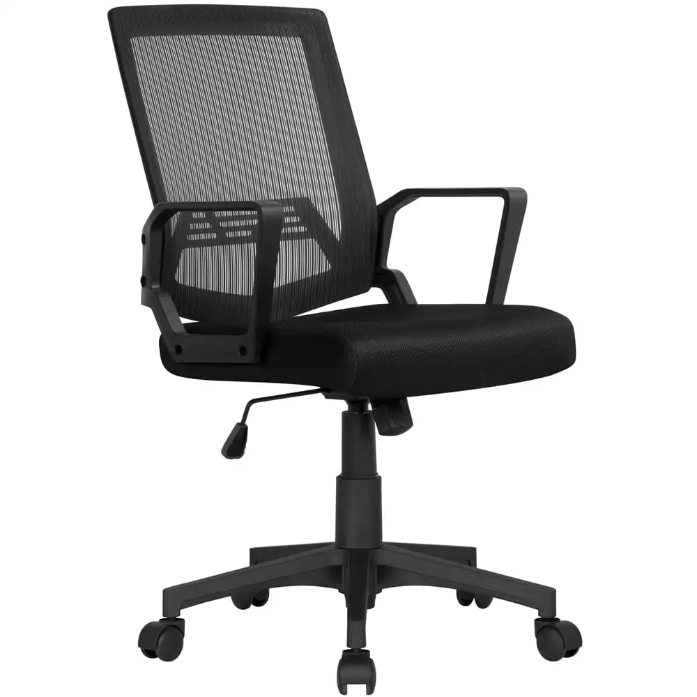 Altura ergonômica ajustável Mesh Office Chair, Mid-Back, Preto