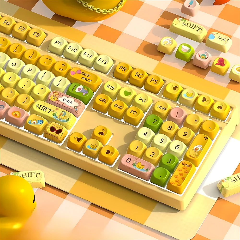 

Yellow, keycaps, cute, little yellow duck PBT material 116 key MOA suitable for mechanical keyboard keycaps