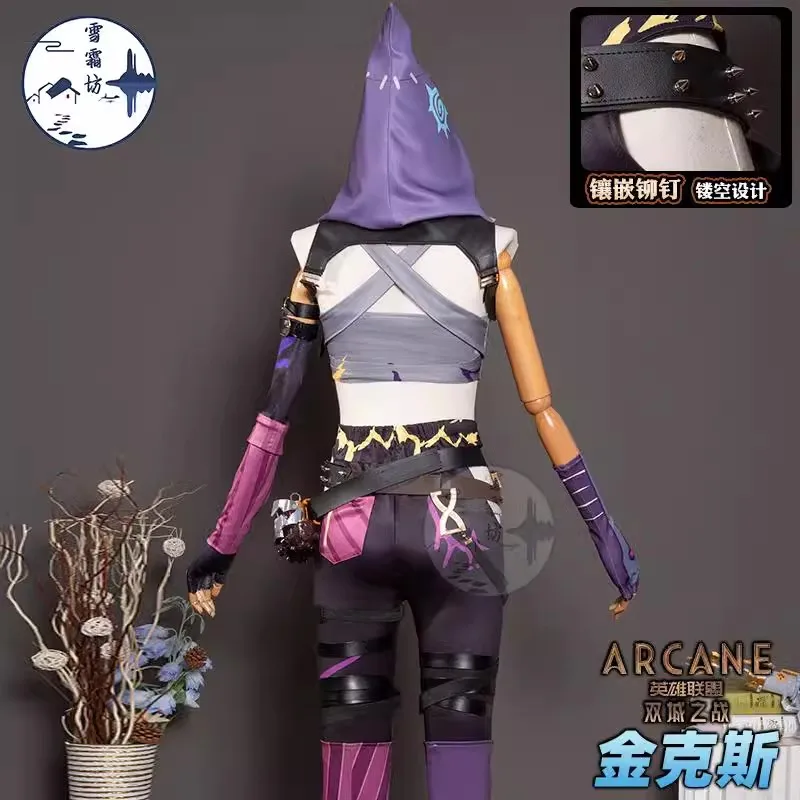 Jinx Cosplay Arcane Season 2 Costume Hat Vest Pants Gloves Stickers Belts Accessories Props Halloween Party Woman Man Full Set