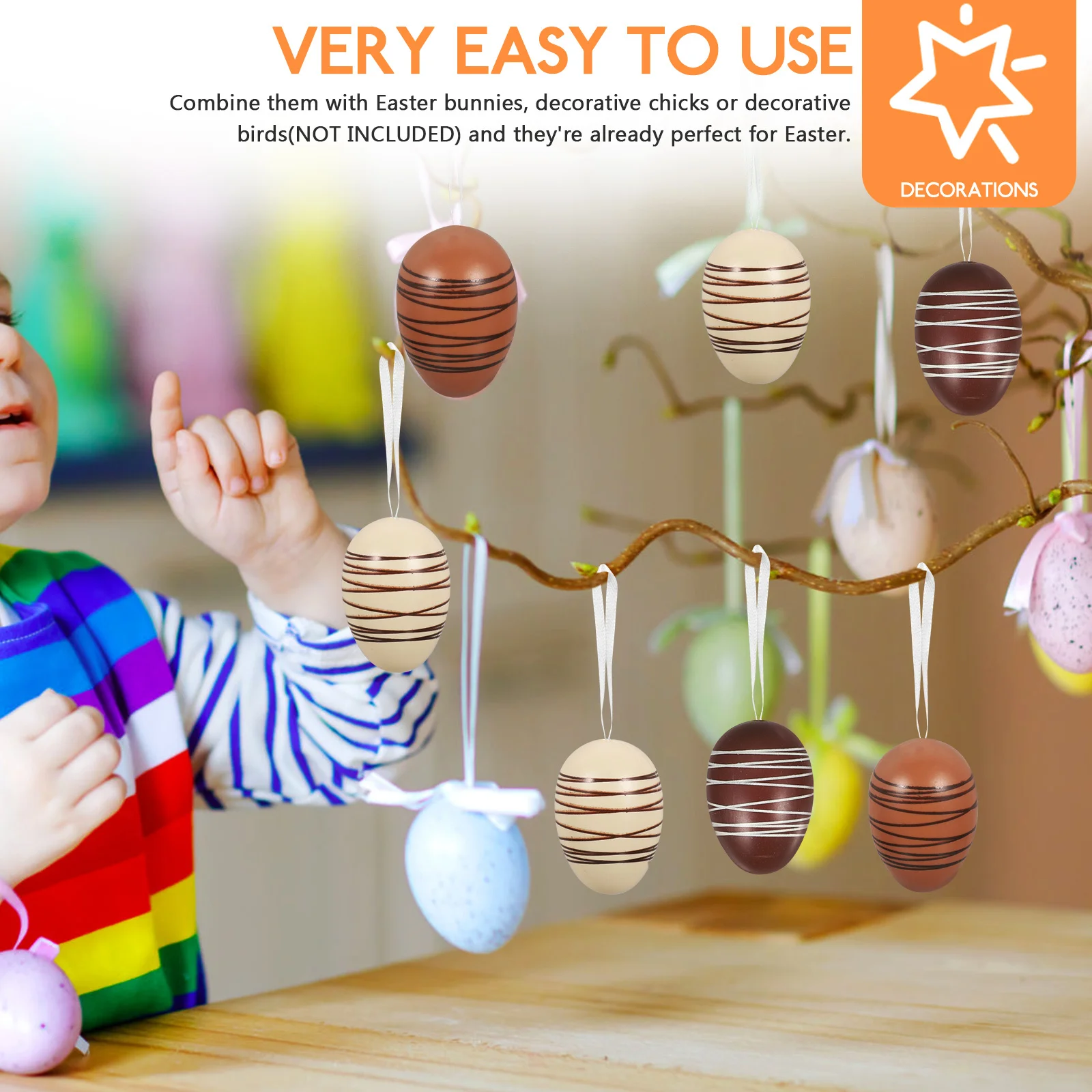 

6Pcs Easter Hanging Eggs Colorful Egg Pendants Adorable Decorative Ornaments Easter Party Decorations Colorful Egg Ornament