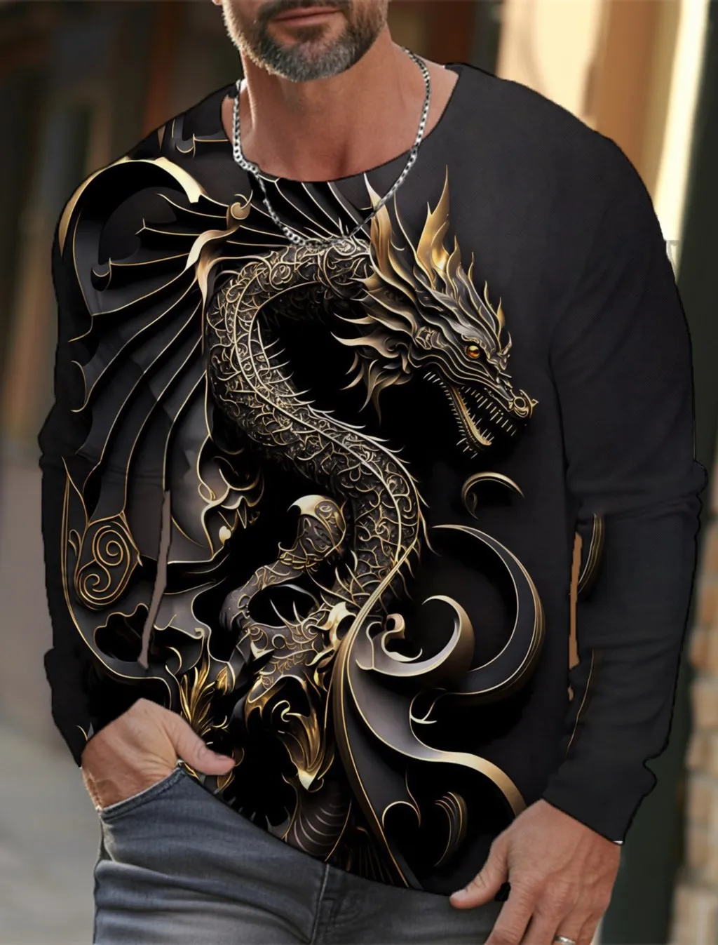 Dragon Men's Long Sleeve T-shirt for Men Clothing Casual Top Tee Shirt Fashion Streetwear Harajuku 3D Full Printing Man Clothes