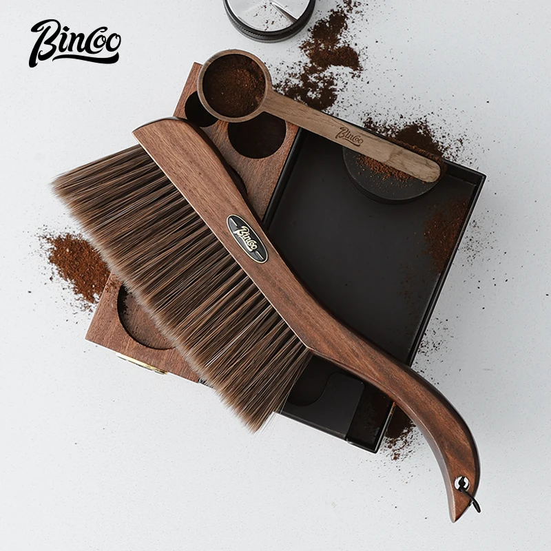 Bincoo-Coffee Bar Tabletop Cleaning Brush, Sandalwood Broom, Coffee Powder, Can Be Hung