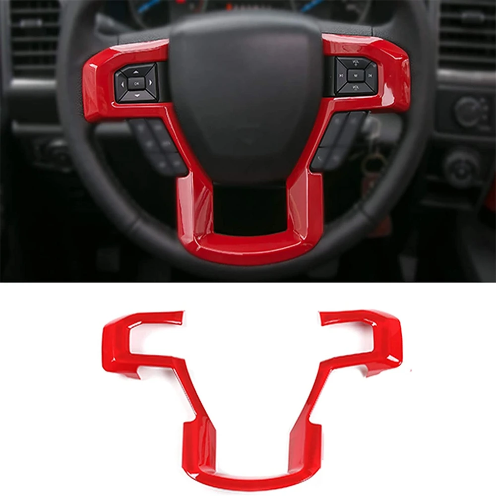 

Carbon Fiber Texture ABS Steering Wheel Trim Cover Interior Accessories for Ford F150 15-20 for F250 F350 for Ford Expedition
