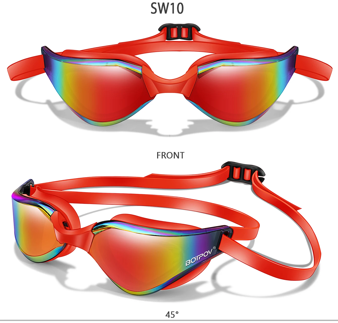 Schwimmbrille, beschlagfrei und klare Sicht, kein Auslaufen, schnell verstellbarer Riemen in verschiedenen Linsenfarben – Detail 14