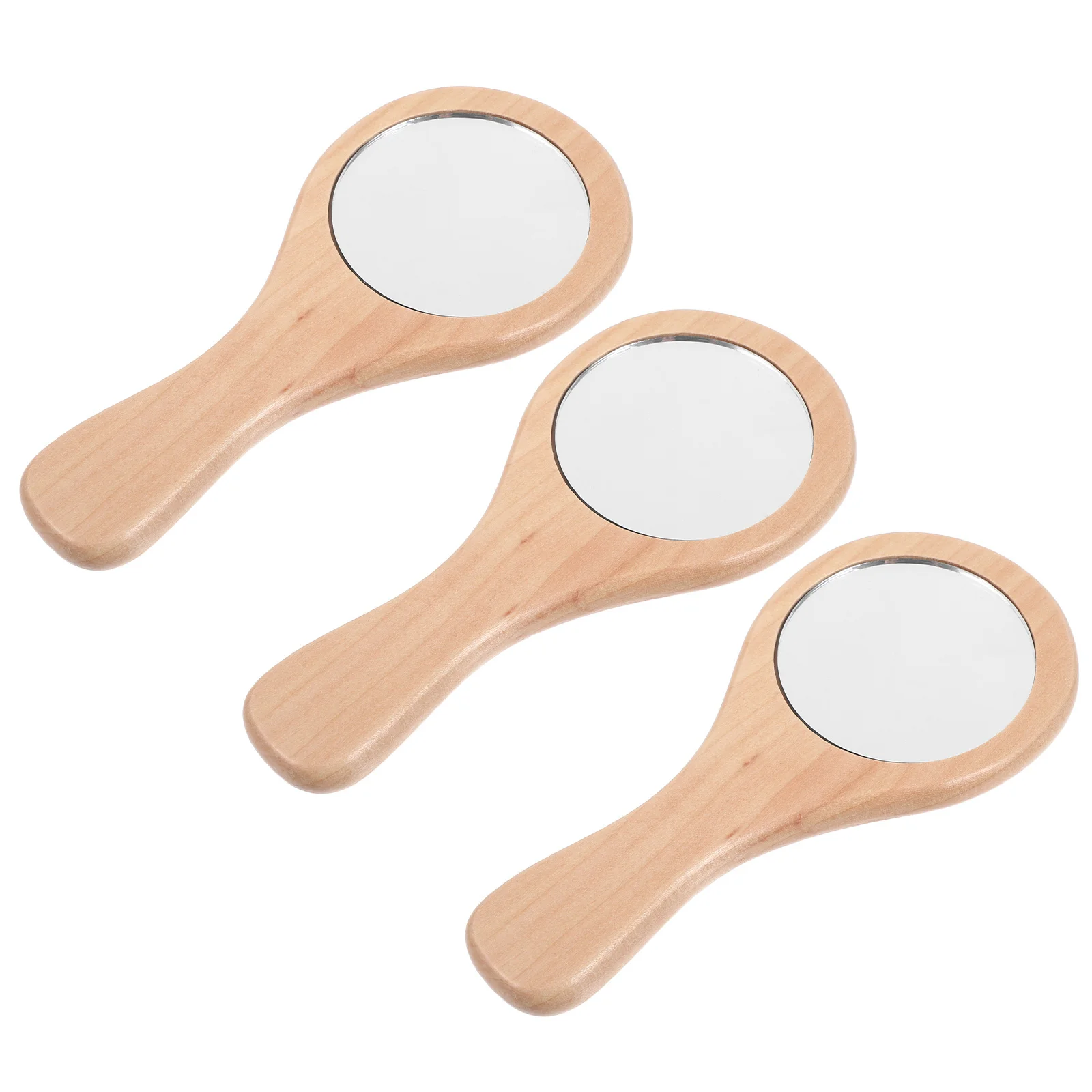 

3Pcs Wooden Handheld Makeup Mirror Mini Portable Compact Travel Mirror for Men Women Shaving Cosmetics Handheld Mini Mirrors