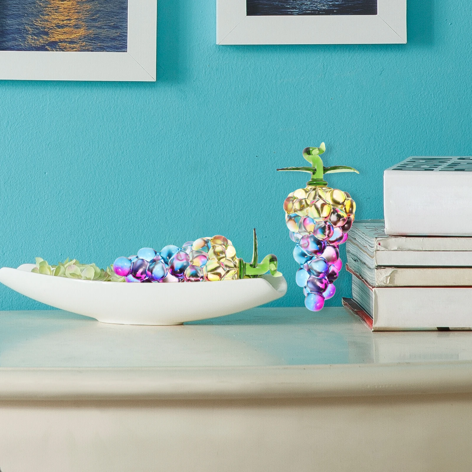 

Crystal Desktop Decoration Realistic Grape Sculpture Elegant Table Centerpiece Home Decor Sparkling Crystal Fruit Ornament