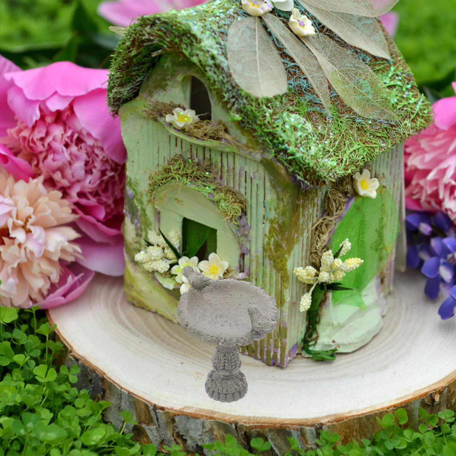 

Mini Outdoor Garden Decor 1:12 Scale Resin Fountain Craft Miniature Bird Yard Ornament Dollhouse Furniture Micro Landscape Scene