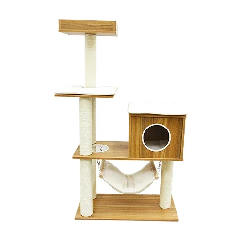 Modern cat furniture happy pet tree yellow cat scratcher tree tower