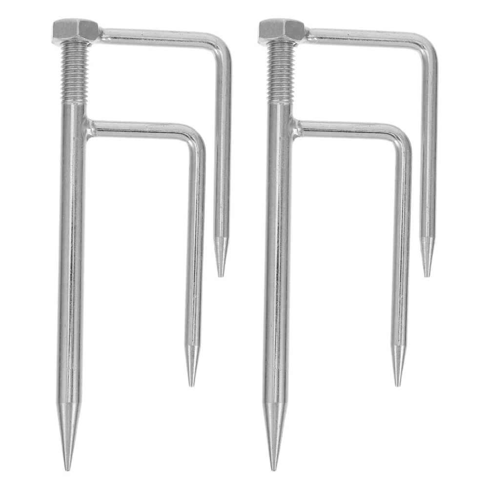 

2pcs Sun Umbrella Ground Plug Anchor Stand Spike Parasol Iron Heavy Duty Portable Outdoor Furniture Sand Grass Metal