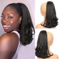 Kinky Straight Drawstring Ponytail Extension Tail Warping Pony tail Hair Extainson Natural Black Ponytail Synthetic