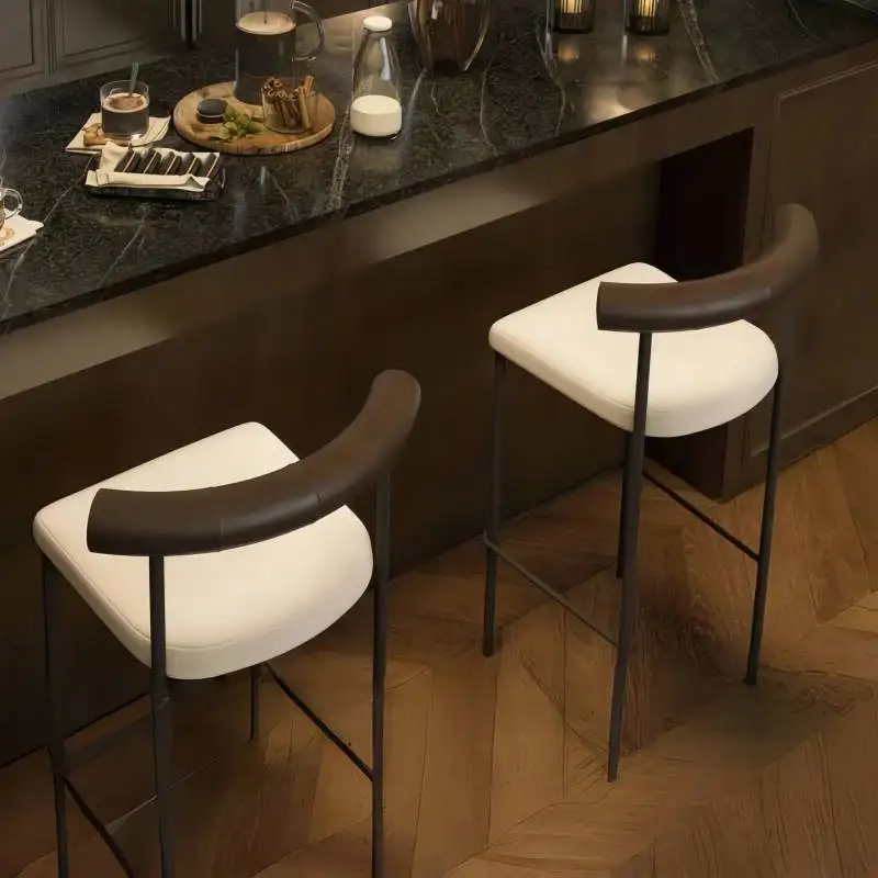 Backrest Upholstered Counter Bar High Velvet Modern Chair Bar for Seat Island Stool Kitchen Leather Luxury Home Furniture