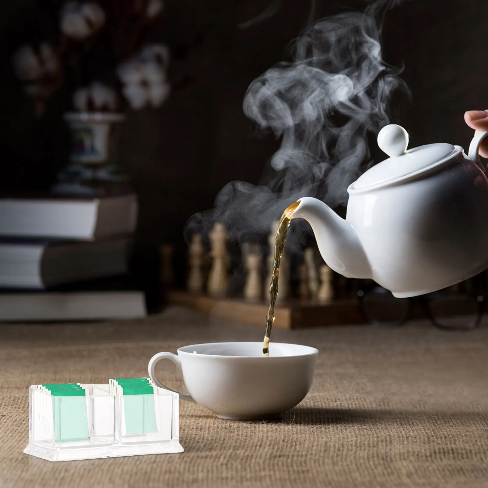 

Tea Bag Box Acrylic Storage Boxes Multipurpose Case Sugar Bowl Container Stylish Desk Decor Home Hotel Restaurant Coffee