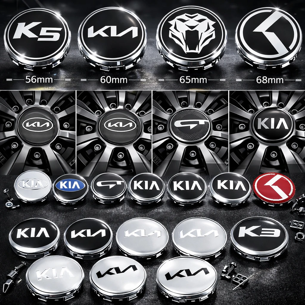

4pcs 56mm 60mm 65mm 68mm Car wheel emblem Wheel Center Hub Cap auto Rim refit badge covers sticker styling accessories For kia