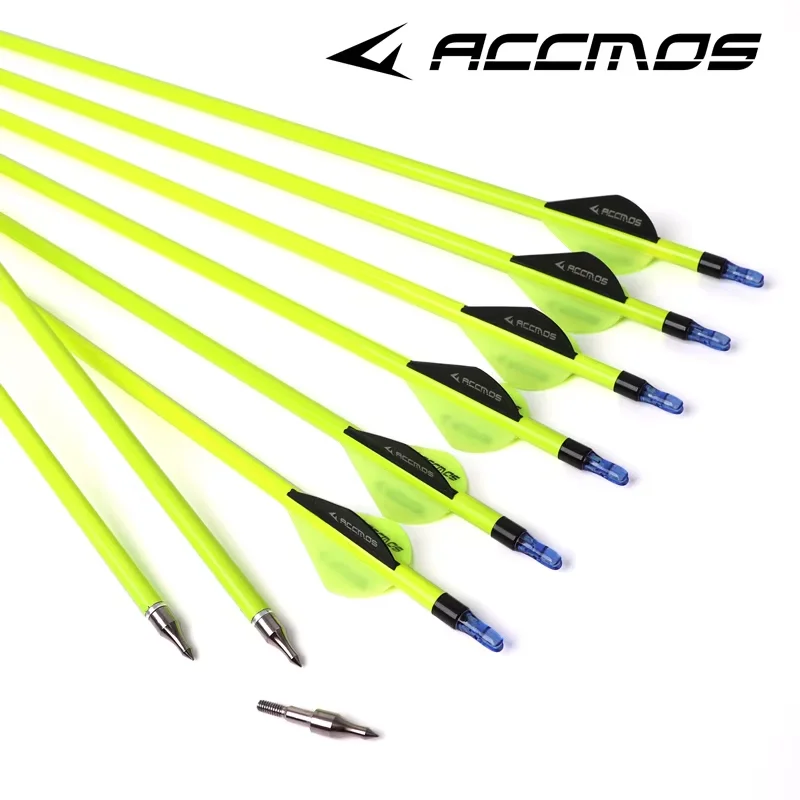12pc Mixed Carbon Arrows Yellow Tipped for Recurve Compound Bows Archery Hunting Outdoor Sports