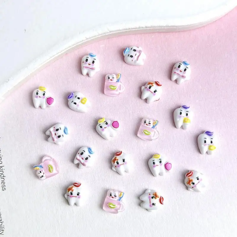 3D Cartoon Funny Resin Teeth Nail Art Charms Simulated Creative Dentate Nail Decorations for DIY Manicure Crafts