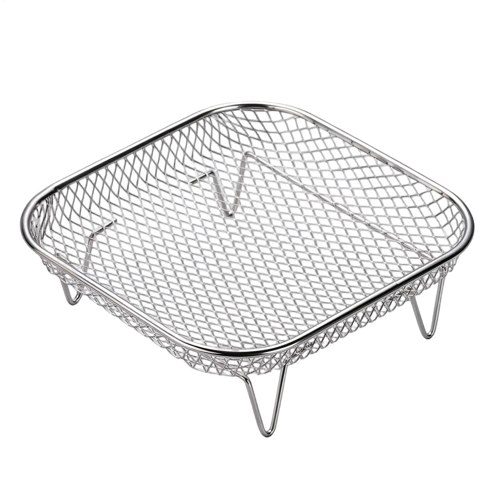 20x7cm Food Grade Stainless Steel Square Air Fryer Rack, Stackable Multi-Layer Oven Grill Grid  for Microwave Steamer