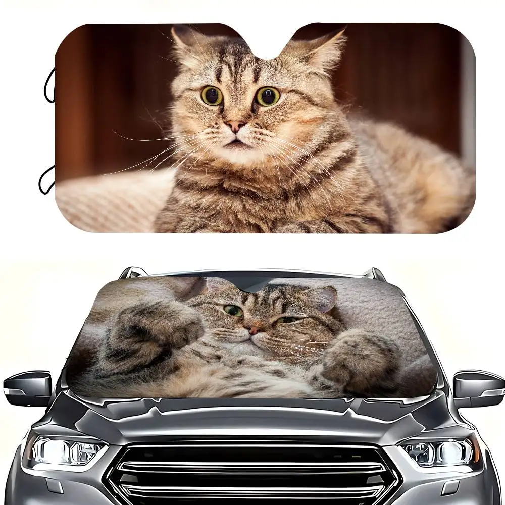 ذكي وأذى القط زجاج سيارة ظلة غطاء طوي السيارات الشمس الظل قناع نافذة الأشعة فوق البنفسجية عاكس إبقاء سيارة باردة